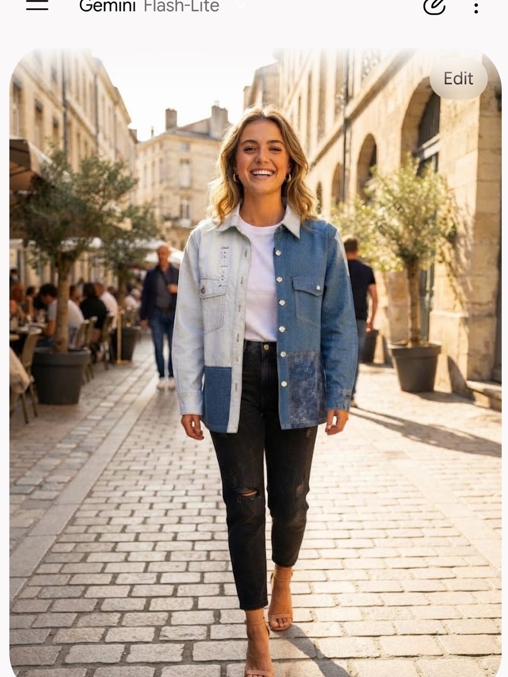 Patchwork Denim Jean Jacket - Two-Tone Blue